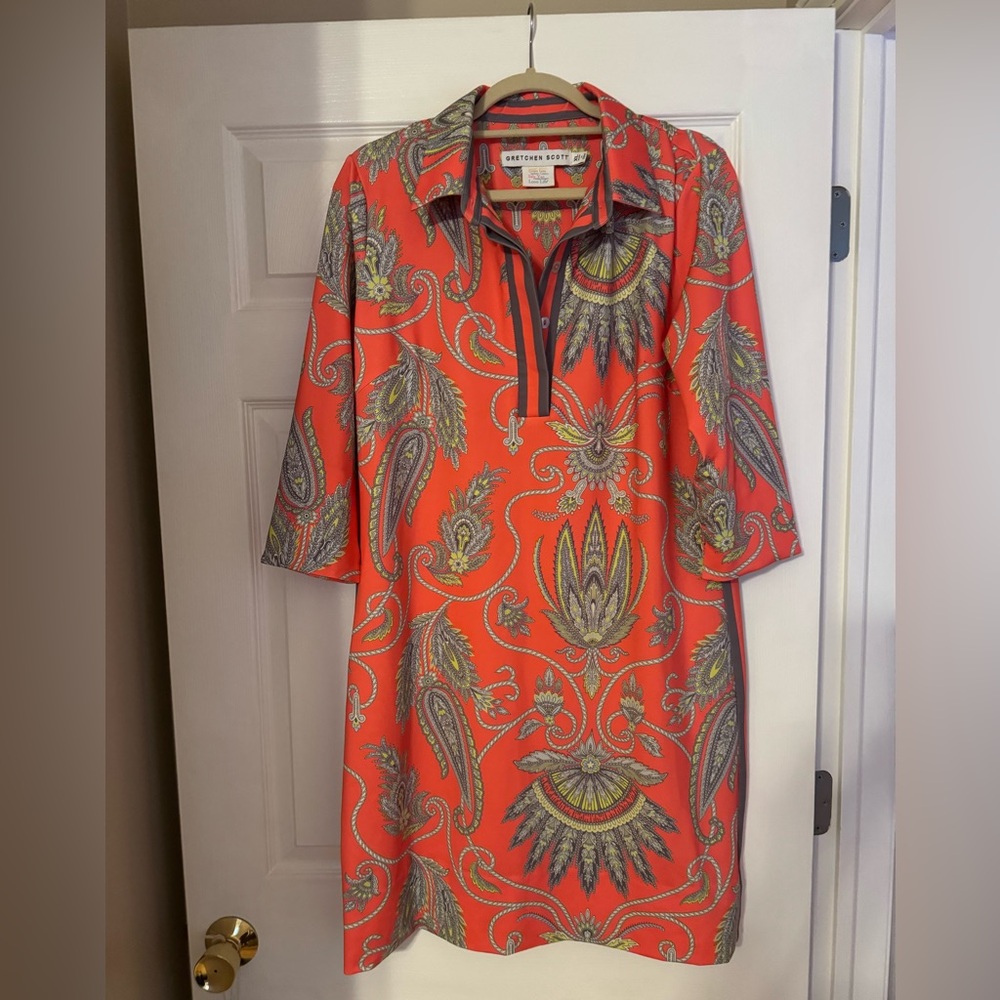 Gretchen Scott Designs Orange Paisley Dress